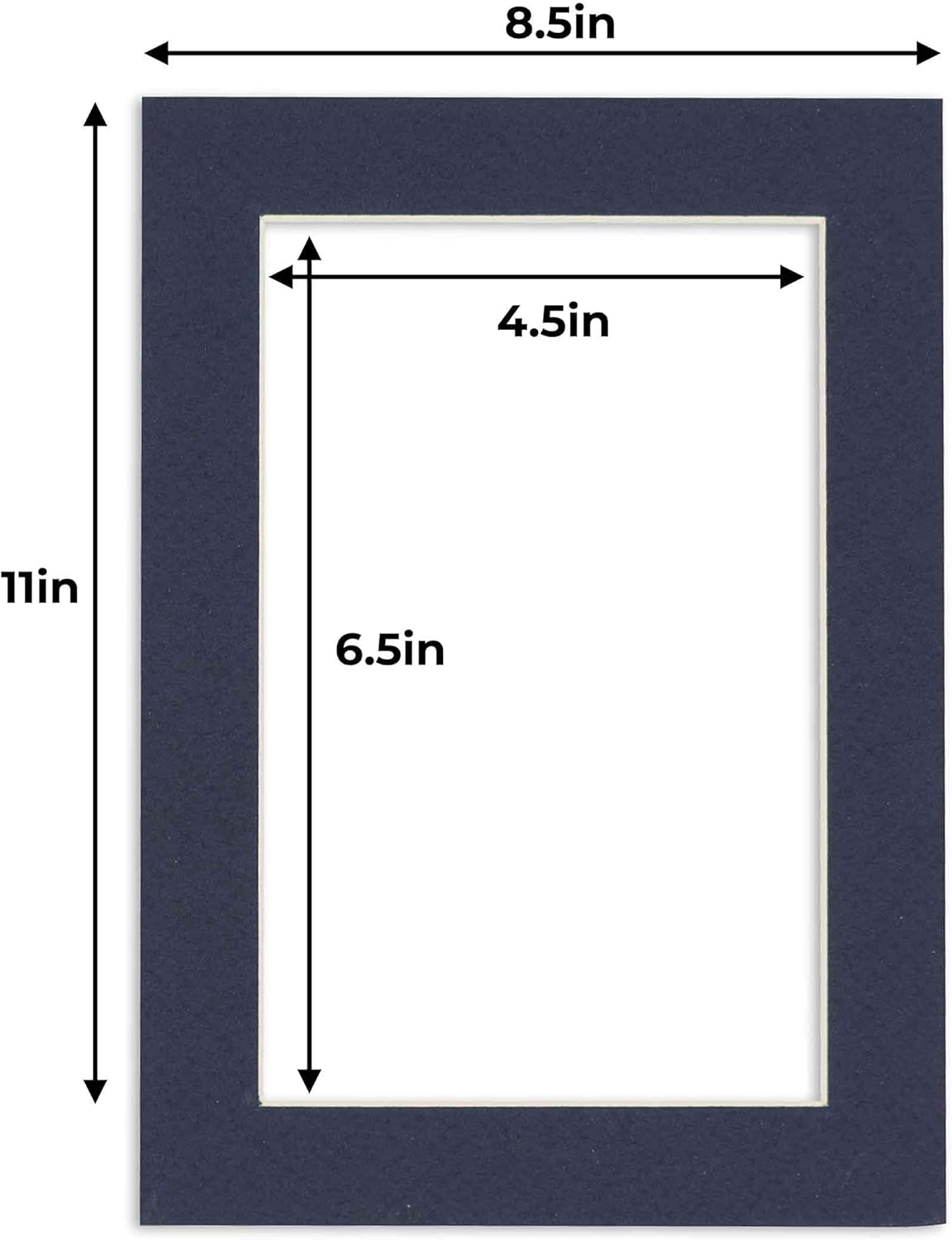 5x7 Mat for 8.5x11 Frame - Precut Mat Board Acid-Free Navy 5x7 Photo Matte Made to Fit a 8.5x11 Picture Frame, Premium Matboard for Family Photos, Show Kits, Art, Picture Framing, Pack of 100 Mats