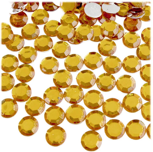 The Crafts Outlet 144pc Rhinestones Round 10mm - Flatback Orange - Crafty Corner