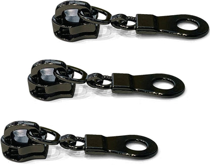 Sawoake 50PCS #5 Black Metal Handle for Nylon Coil Handle Charm for Purse Handbag Craft Sewing Luggage Bag Bulk