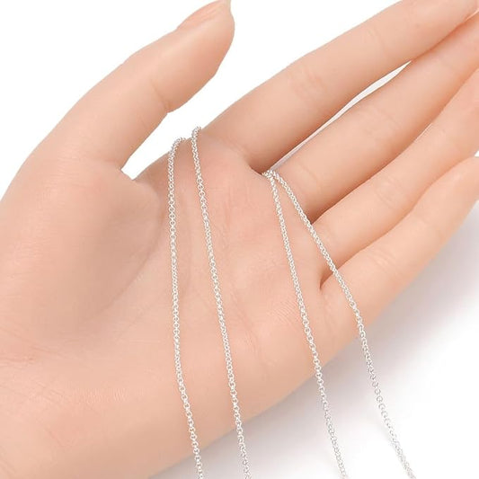 Adabele 5 Feet Authentic 925 Sterling Silver Unfinished Rolo Belcher Cable Chain Link 1.5mm (0.06 Inch) Thin Small Bulk Hypoallergenic Nickel Free for DIY Craft Jewelry Making SSK-A1