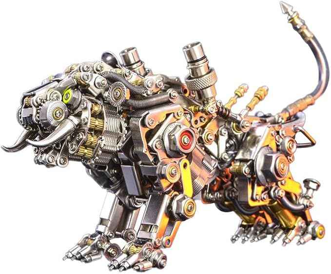 Metalkitor Bengal Tiger 3D Metal Puzzle for Adults, 700PCS, Mechanical Model Assembly Kits - DIY Desk Ornament Steampunk Brain Teaser(Without Wings)