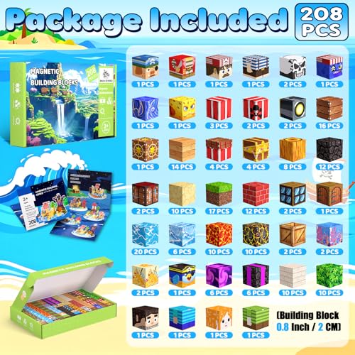 208PCS Magnetic Blocks (208 Count)