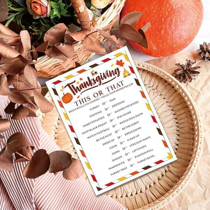 Thanksgiving Party Icebreaker Games Cards