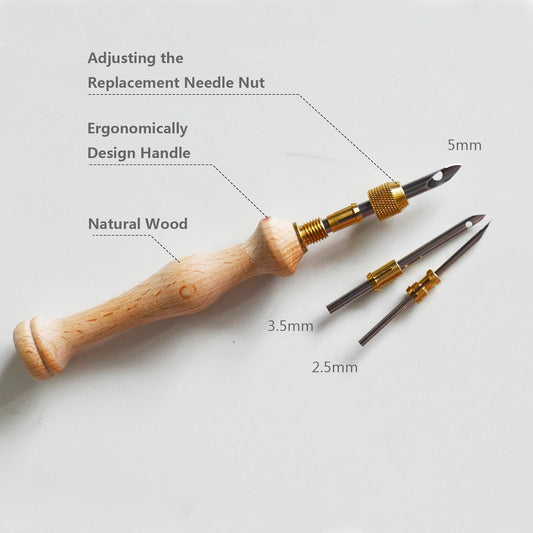 DiaWiew Adjustable Punch Needle Kit - Punch Needle Tool Include Wooden Handle Embroidery Pen Kits - Punch Needle Set for DIY Craft Decoration and Gifts - Perfect for Adults Beginners