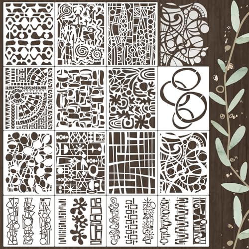 Stencils for Crafts Reusable Texture Stencils for Painting 10"x8" (15 Count)