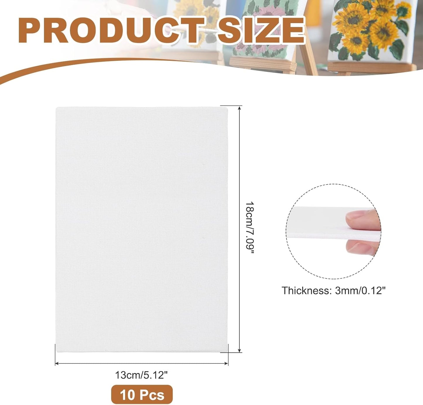 MECCANIXITY Canvas Boards for Painting, 5x7 Cotton Blank Primed Art Canvas Panels Acid-Free for Painting Supplies Oil Acrylic Tempera Watercolor Pouring Paint Artists(White, Pack of 10)