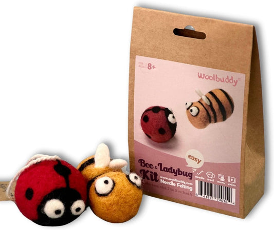 Woolbuddy Needle Felting Kit for Beginners Adults, Bee and Ladybug Animal Craft Set, Includes Materials, Tools, and Instructions for DIY Hobbyists