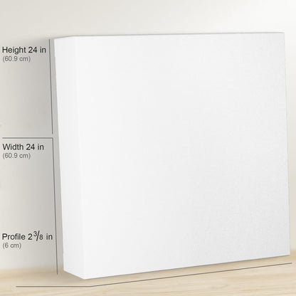 PHOENIX 24x24 Inch Museum Canvas - 2 3/8 Inch Thick Porfile Deep Large Stretched Canvas for Painting 1 Pack 100% Cotton 11 Oz. Gesso Primed White Blank Professional Canvas Oil & Acrylic Paints
