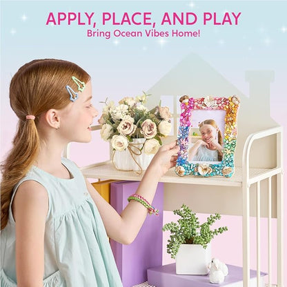 JOVA Klever Kits Mosaic Photo Frame Craft Kit, DIY Crafts for Girls 8-12 6 7 Years Old Girl Gifts Summer Activities, Make Your Own Picture Frame Mosaic Kits for Kids