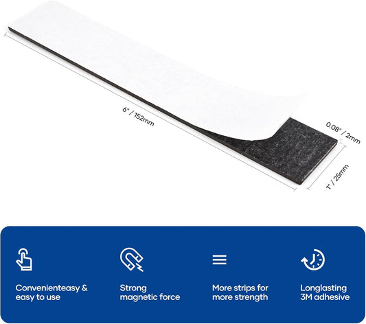 Rammos Magnetic Strips with Adhesive Backing 6 Pack(Each 6 inches x 1 inch) Extra Strong and Heavy Duty Adhesive Magnetic Strips for Tools, Knifes, and Crafts