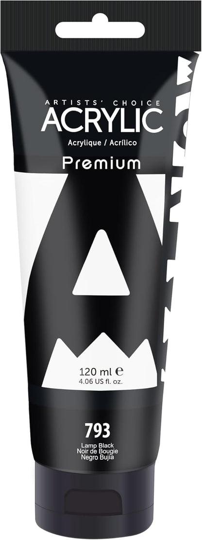AUREUO Lamp Black Acrylic Paint, 4 Fl Oz / 120ml Single Tube, Rich Pigment Art Craft Paints for Canvas, Rocks, Wood, Ceramic, Fabric - Art Supplies for Beginners, Professionals, Artists