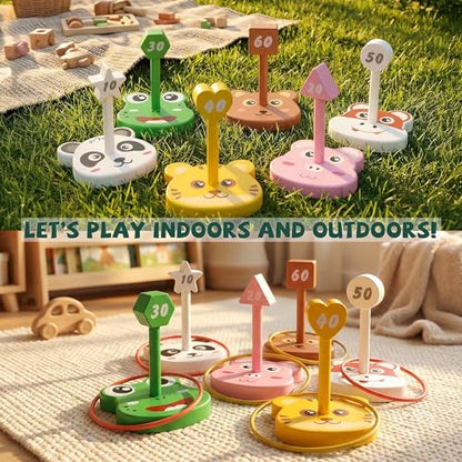Animal Ring Toss Game Toy Set Kid Yard Outdoor Party Camp Toddler Ages 3 (42 Count)