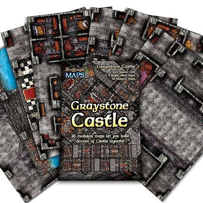 The Graystone Castle Roleplaying Battlemaps; 16 Modular RPG Maps in 8 Double