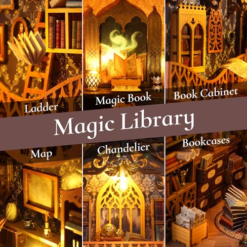DIY Book Nook Miniature Kit with Sensor Light & Dust Proof for Teens Adults