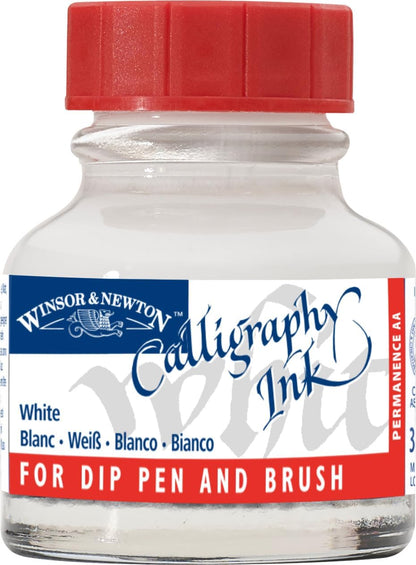 Winsor & Newton 1110702 Calligraphy Ink 30ml Bottle-White - Crafty Corner