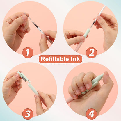 FIOVER 10pcs Gel Pens Black Ink Medium Point 0.7mm Pens Smooth Writing High-End Series Cute Ballpoint for Journaling Note Taking, Office School Supplies Gifts for Women and Men