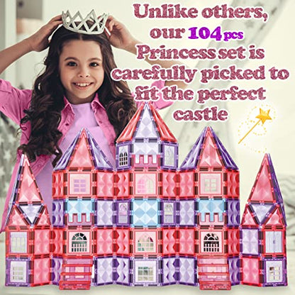 104pcs Frozen Princess Castle Magnetic Tiles Building Blocks (104 Count)