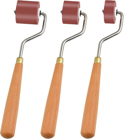 Milkary Rubber Rollers Brayer, 3 Pcs Brayer Ink Roller with Comfort Grip for Print, Craft Stamping Brayers, Stamping Tools
