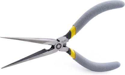 Super Precision Long Needle Nose Pliers - 6 Inch Steel Mini Long Nose Pliers With Non Serrated Edge & Non Slip Handles - Great For Jewelers, Fine Crafting, & Other High Precision Projects - Crafty Corner