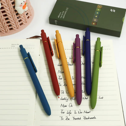 Gel Pens, 6 Pcs 0.5mm Fine Point Smooth Writing Pens Cute Pen, High-End Series Black Ink Pen for Journaling Note Taking, School Office Supplies for Women Men (6 Pcs Gold Vintage)
