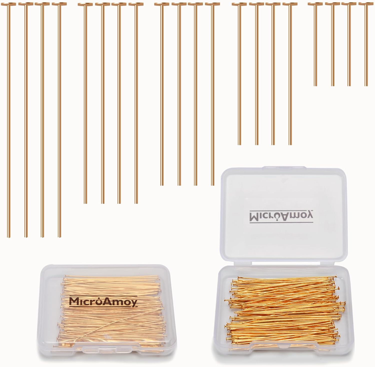 150pcs 18K Gold Filled Flat Head Pins Non Tarnish Craft Earring Bracelet Jewelry Making Accessories Supplies (40mm (1.57in), Gold-Flat Head Pin) - Crafty Corner