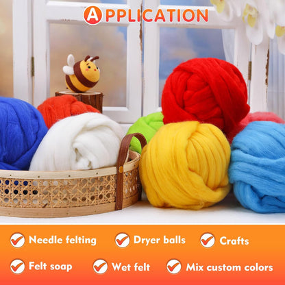 3.53oz Wool Roving Yarn, Wool Felting Supplies, Pure Wool, Chunky Yarn, Spinning Wool Roving for Needle Felting Wet Felting DIY Hand Spinning (Coffee)