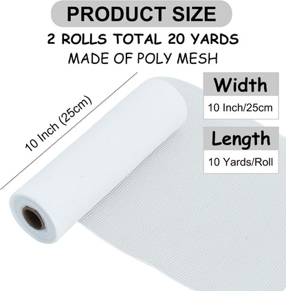 TONIFUL 2 Rolls 10 Inch White Decorative Mesh Ribbbon Rolls, Fabric Mesh for Mesh Wreath Supplies, Front Door Wreath Crafts Tree Decor Christmas NewYears Halloween Decoration (10 yds/roll) - Crafty Corner