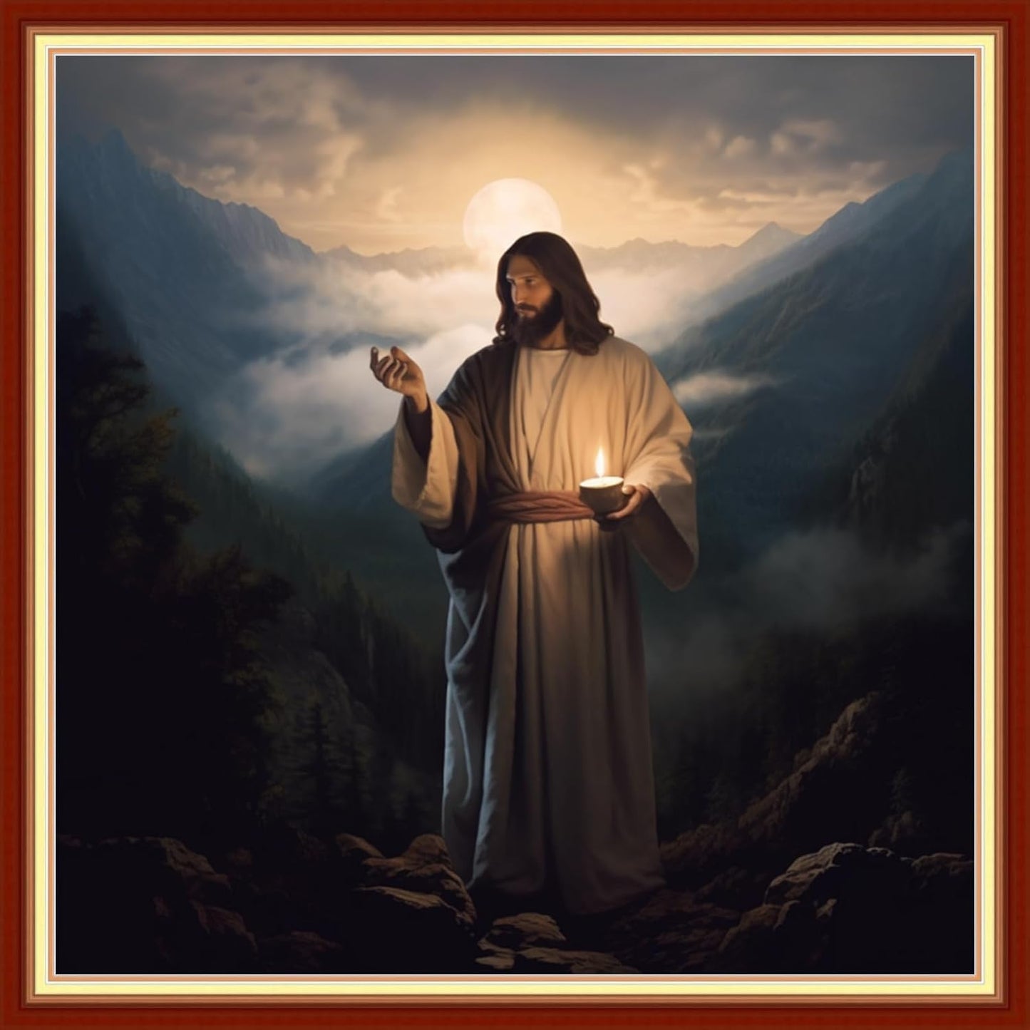 Disxvivy Cross Stitch Stamped Full Embroidery Kits DIY 11CT Cotton Thread Printed DIY Needlepoint Kits Craft Needlework Set Cross-Stitch Stamped Sets-Early Morning Jesus 18x18 inch