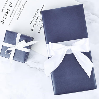 NESCCI Dark Blue Matte Wrapping Paper,Solid Color Pearly-Lustre Paper-3 Roll,17 Inches X 32.8 Feet Per roll.Gift Wrapping Paper,Perfect for Wedding,Valentine's Day,Birthday, Christmas,Baby Shower
