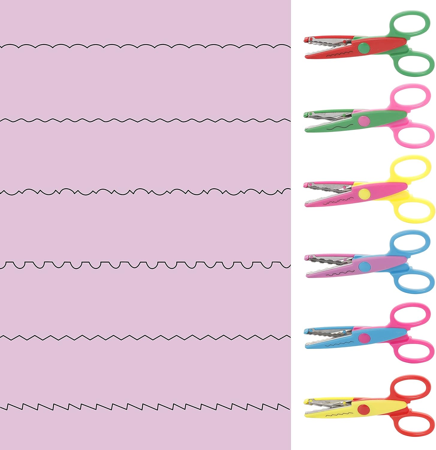 Incraftables Craft Scissors with Decorative Edge – 26 Piece Crafting Set - 6 Scissors with Fun Decorative Edge - 10 Paper Hole Punch Shapes & 10 Colorful Pieces of Paper - Crafty Corner