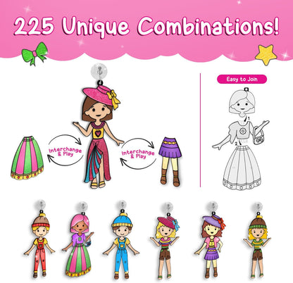 SmartCraft Window Art Fashion Kit with 225 Unique Combinations for Girls 5 to 10 Years Old | Glass Painting Kit | Birthday Gift for 5, 6, 7, 8, 9, 10 | Sun Catcher Art & Craft Activity Kit - Crafty Corner