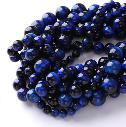 Natural Stone Lapis Blue Tiger Eye Beads Round Loose Spacer Beads for Jewelry Making DIY Bracelet Necklace 4mm 90pcs(Natural Lapis Blue Tiger, 4mm)
