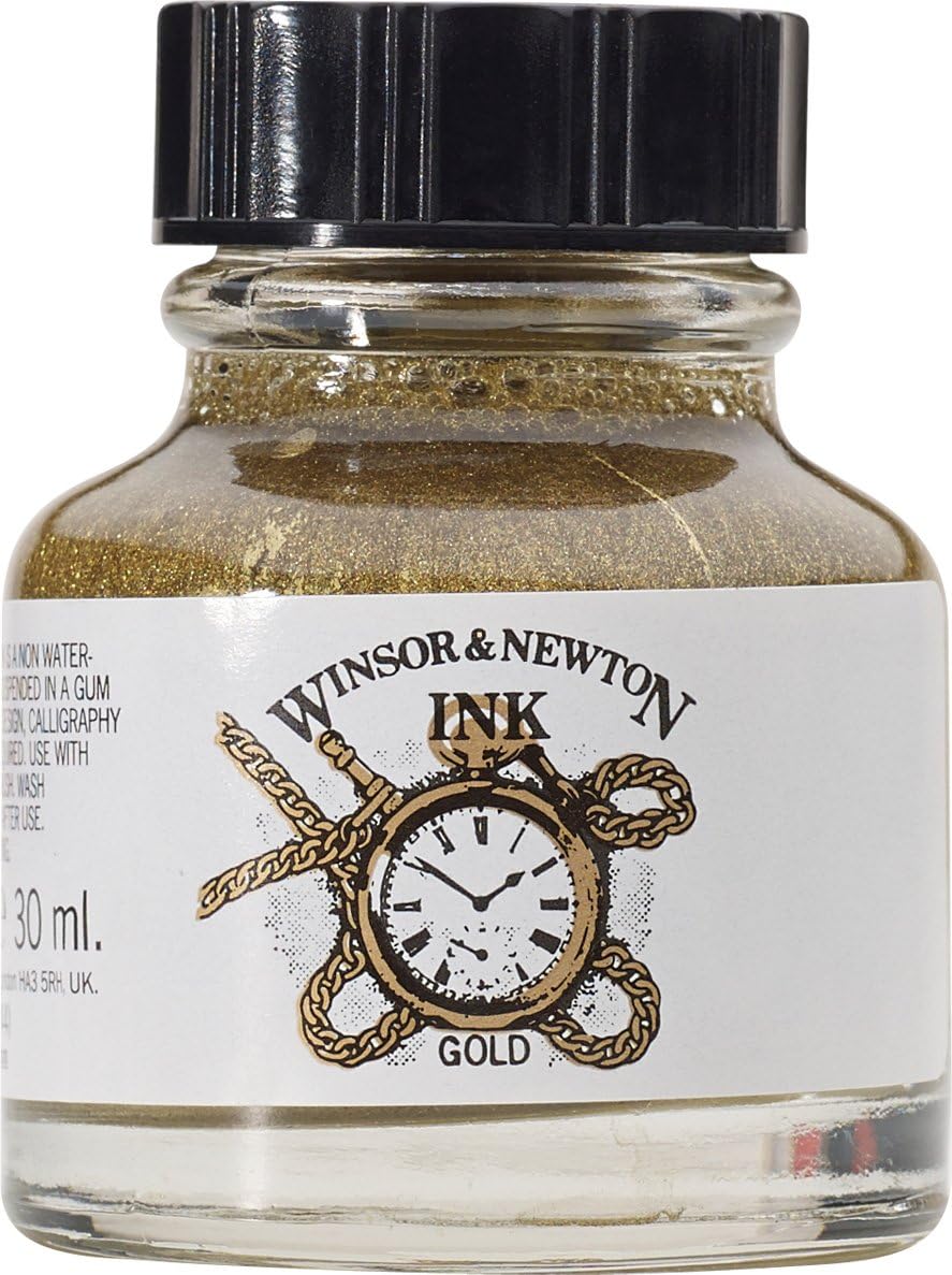 Winsor & Newton Drawing Ink, 30ml Bottle, Gold - Crafty Corner