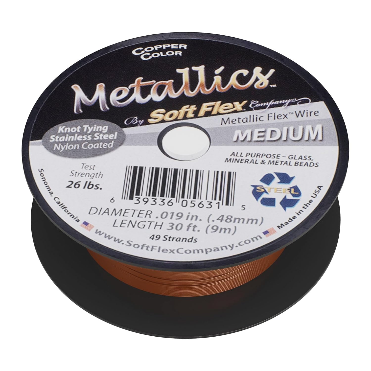 Soft Flex 49 Strand Beading Wire - Medium 0.19 Diameter - 30 Feet Nylon Design Wire - Crafty Corner