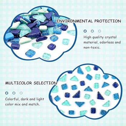 Swpeet 1Ib Glass Mosaic Tiles Pieces Stained Glass for Crafts, Mixed Colors and Patterns (Mosaic Tiles E)