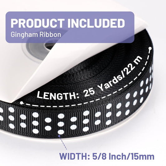 Polka Dot Grosgrain Ribbon 5/8 Inch, 25 Yards Spool Black and White Dot Craft Ribbon for Christmas Gift Wrapping DIY Crafts Hair Bows Wedding Party Decor Sewing and Home Decoration - Crafty Corner