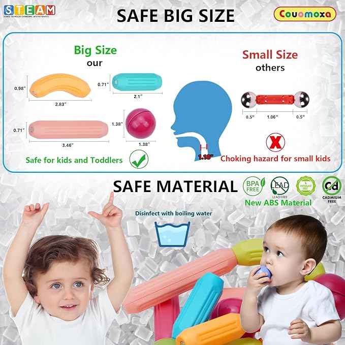 COUOMOXA Magnetic Toy Montessori for Kids: 3 4 5 6 7 8 9 10 11 12 Years Old Kids Building Sticks - Magnetic Creative Toy Age 3-12 Playroom Family - Christmas Birthday Gift for Boys Girls