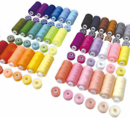 72Pcs Bobbins Sewing Threads Kit, 36 Colors Spools 360Yards per Polyester Thread, 36 Colors Prewound Bobbin with Case for Hand Machine Sewing