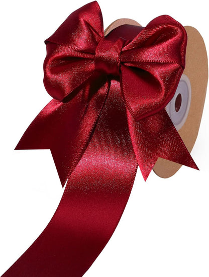 LaRibbons Burgundy Satin Ribbon 1 1/2 Inch 50 Yards, Luxury Double Faced Red Silk Ribbon for Flower Bouquet Crafts Gift Wrapping Wedding Bow Christmas Decoration - Crafty Corner
