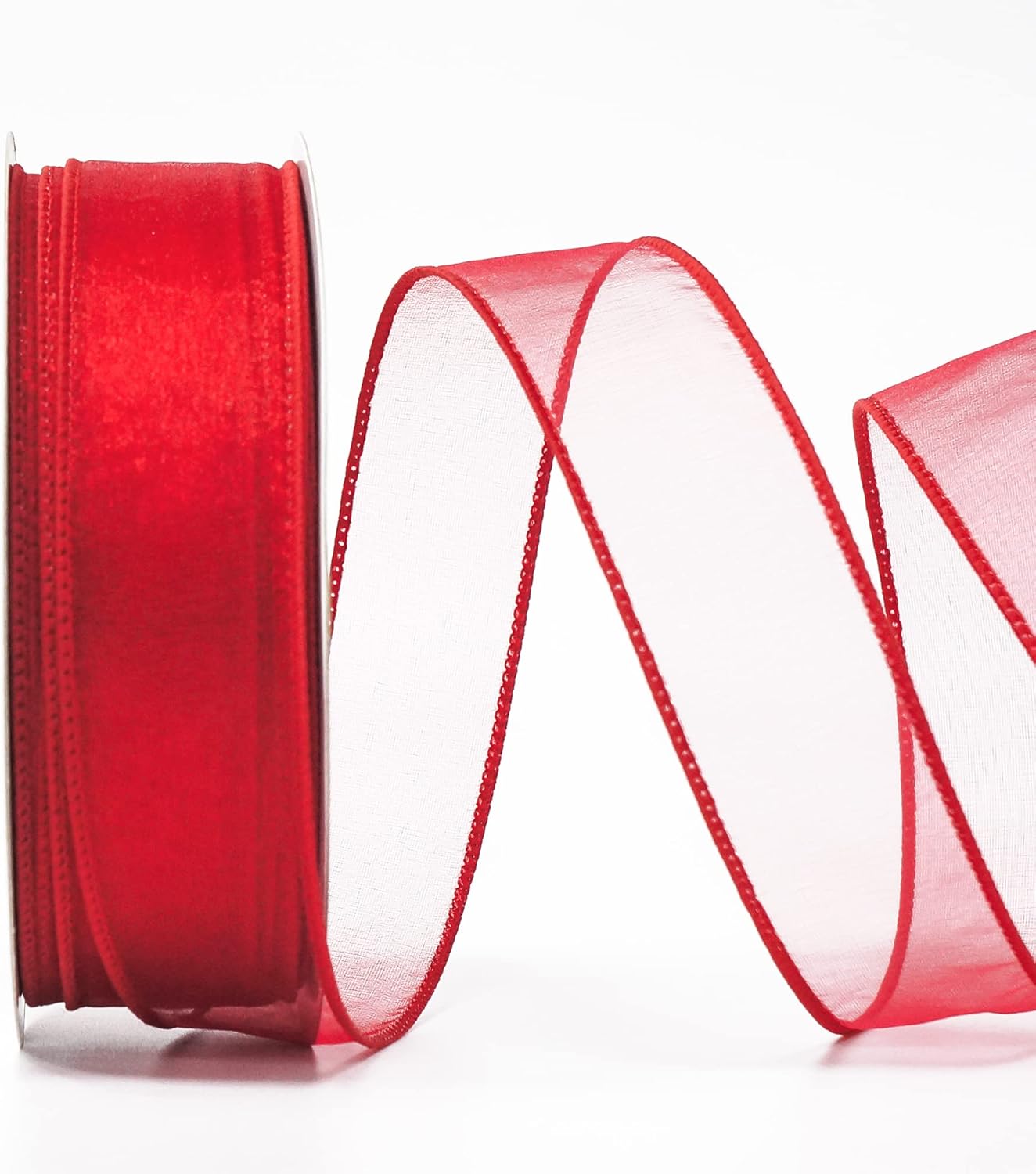 CT CRAFT LLC Sheer Organza Wired Ribbon 1.5" x 50Yards Red for Wedding Chair Bow Flora Bouquet Gift Wrapping Christmas Tree Home Decor Wreath - Crafty Corner