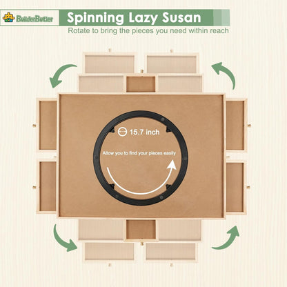 1500 Pieces Rotating Puzzle Board with 6 Drawers,34.25"x25.2" Portable Wooden Jigsaw Puzzle Table with Lazy Susan Spinning Cover