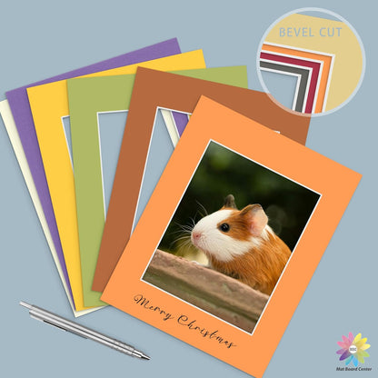 Mat Board Center, Pack of 50, 11x14 for 8x10 Mixed Color Mats - Acid Free, 4-ply Thickness, White Core - for Pictures, Photos, Framing