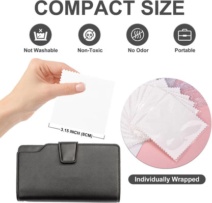 SEVENWELL 100pcs Jewelry Cleaning Cloth White Polishing Cloth for Sterling Silver Gold Platinum Small Silver Polish 8x8cm