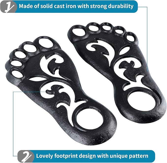 MDLUU Pair of Footprint Stepping Stone, Cast Iron Flagstone, Decorative Feet Stepping Stone for Garden Walkway, Flower Bed