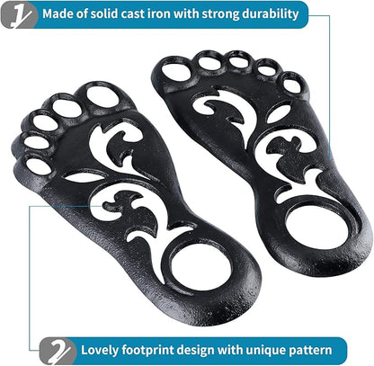 MDLUU Pair of Footprint Stepping Stone, Cast Iron Flagstone, Decorative Feet Stepping Stone for Garden Walkway, Flower Bed