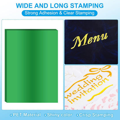 PATIKIL 11.7x8.3" Hot Stamping Foil Paper Sheet, 20 Sheets A4 Heat Transfer Hot Stamping Paper Foil for Leather DIY Logo Decor Craft Gift Package Scrapbook Card, Green