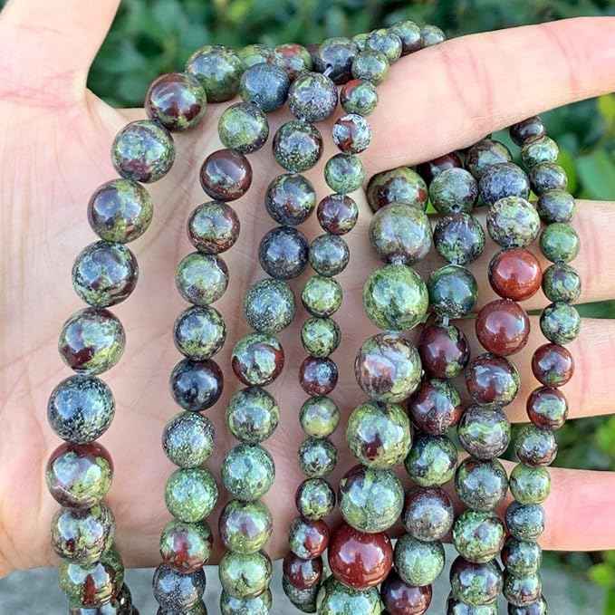 70pcs Adabele Natural Dragon Blood Jasper Healing Gemstone 10mm (0.39 inch) Round Loose Beads Gem Stone Spacer for Craft Jewelry Making GF30-10