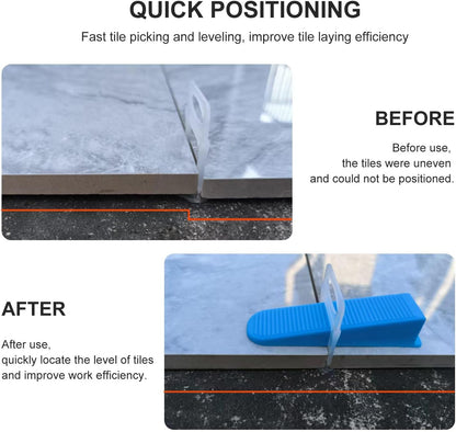 Tile Leveling System 1/16”Kit 1400pcs Tile Leveler Spacers Clips +320pcs Reusable Wedges Tile Leveler Tool Set for Tile & Stone Installation（1720）