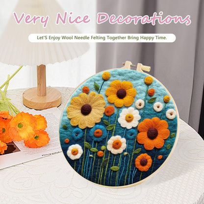 yesJRL Needle Felting Kits Beginners, Natural Landscape DIY Wool Needle Felting Starter Kit, Floral Needle Felt Set with Foam Pad, Felt Cloth and Instructions, Used for Home Decoration (Pink)