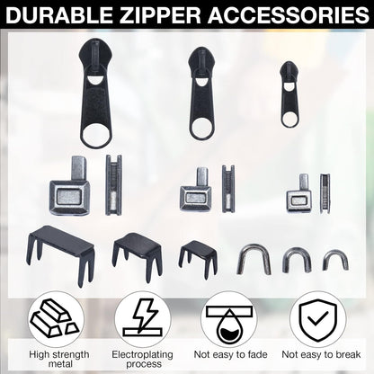 217 Pieces Zipper Repair Kit Replacement, Zipper Pulls, Head Slider, Installation Tools, Stopper Slider Repair Tool Kit for Metal Plastic Nylon Coil Jacket Zippers (Size 8/5/3)